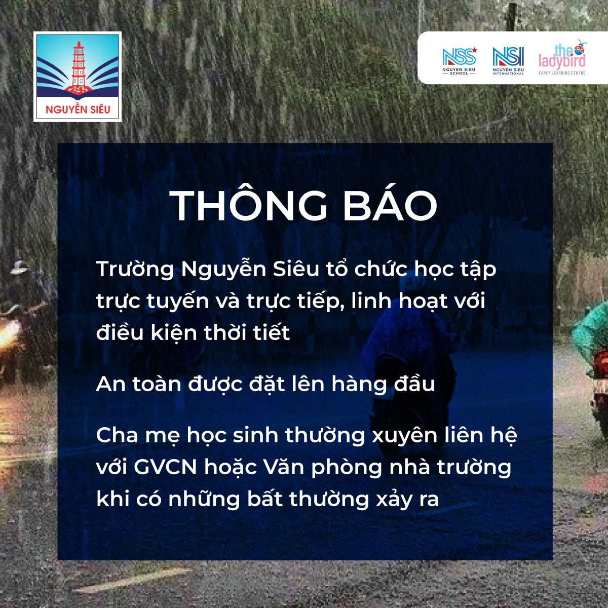 Mưa ngập nghiêm trọng, Trường Nguyễn Siêu tổ chức học tập linh hoạt: Trực tiếp tại trường và trực tuyến tại nhà