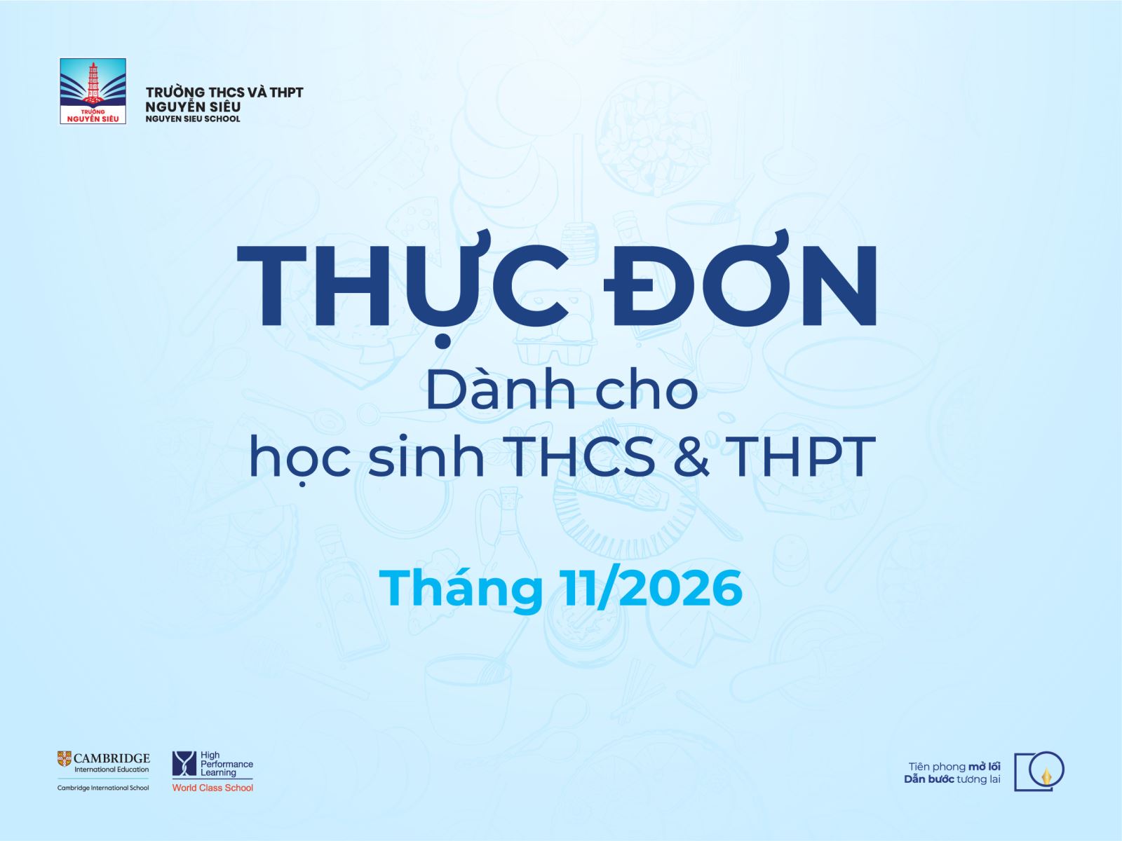THỰC ĐƠN THÁNG 11/2026