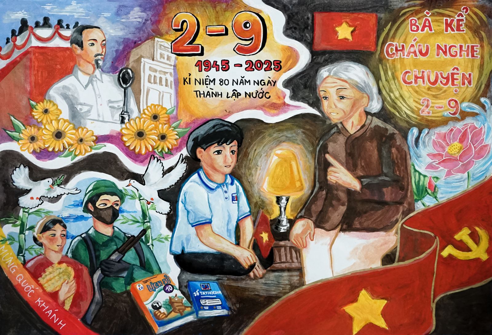 Học sinh Trường Nguyễn Siêu vẽ 1.437 bức tranh "Tổ quốc trong tim mình"