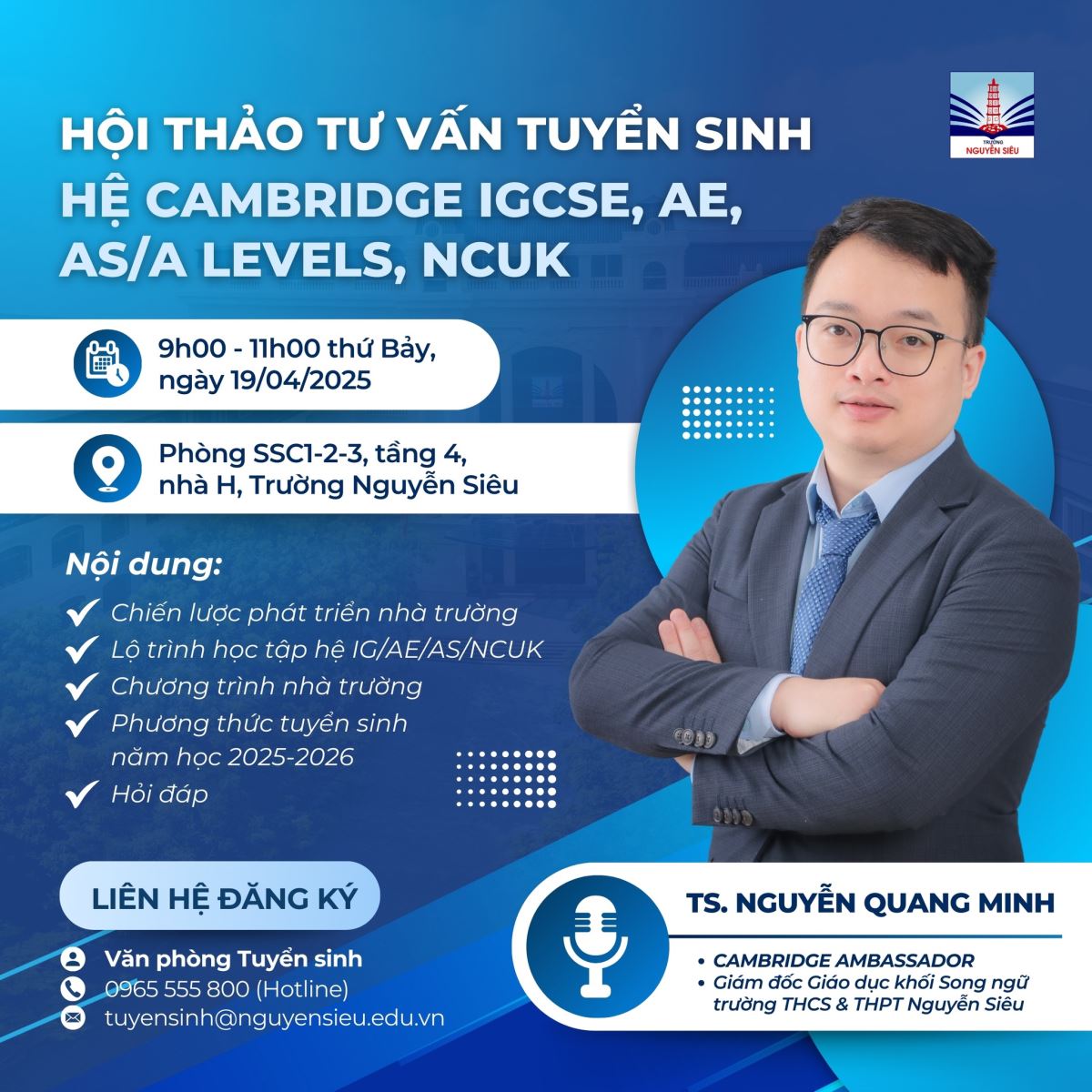 GIÁM ĐỐC GIÁO DỤC TRƯỜNG NGUYỄN SIÊU TRỞ THÀNH CAMBRIDGE AMBASSADOR