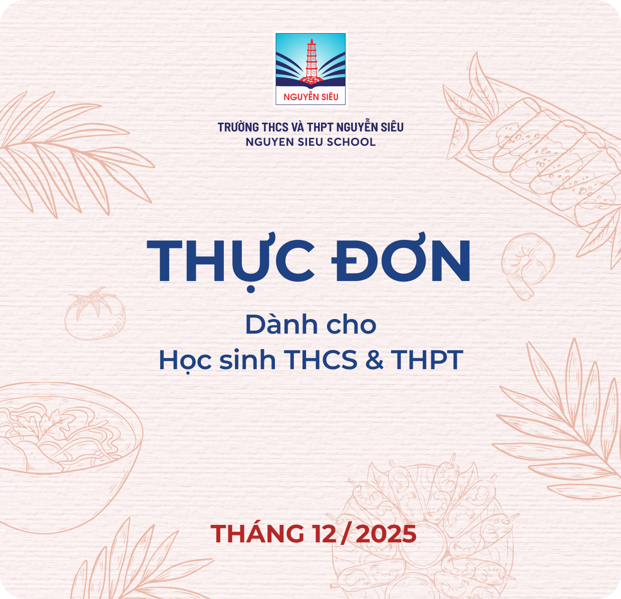 THỰC ĐƠN THÁNG 12/2025