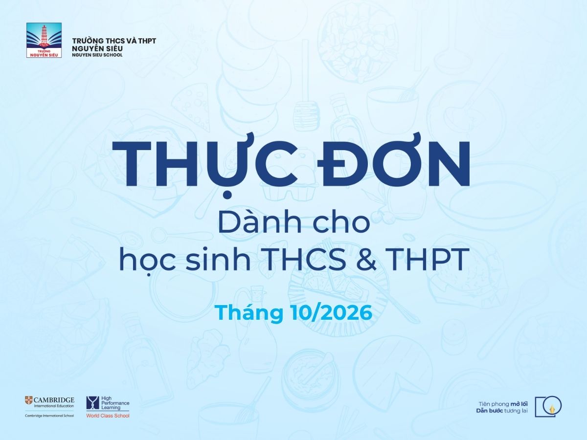 THỰC ĐƠN THÁNG 10/2026