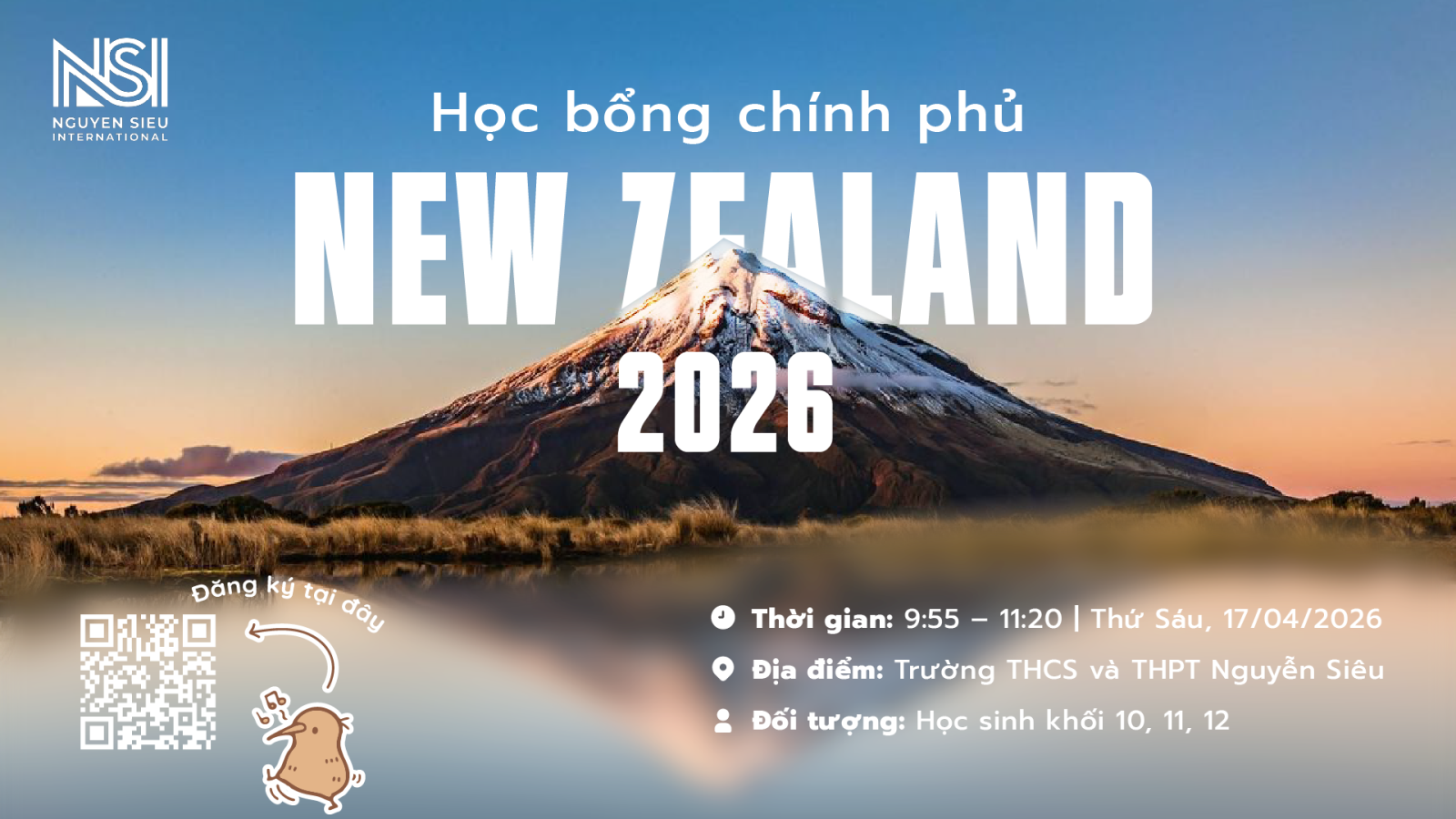 Học bổng Chính phủ New Zealand NZUA 2026 – Buổi thông tin dành cho học sinh Nguyễn Siêu
